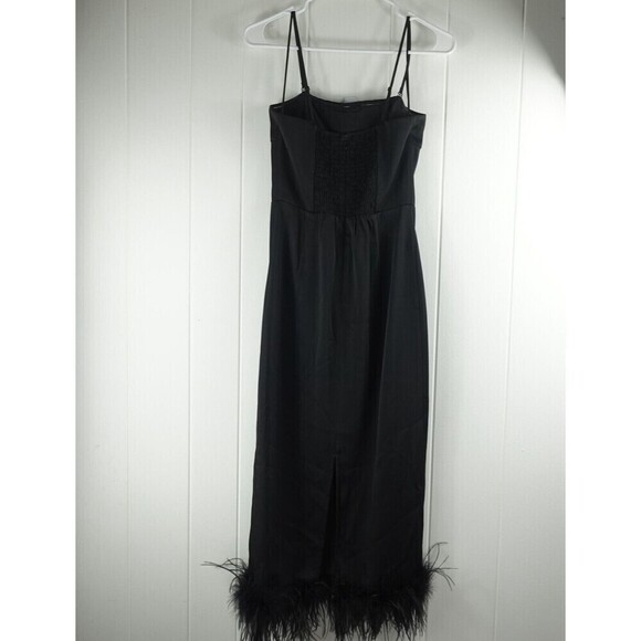 Lucy Paris Womens Mareena Feather Trim Black Dress Small - Picture 7 of 11
